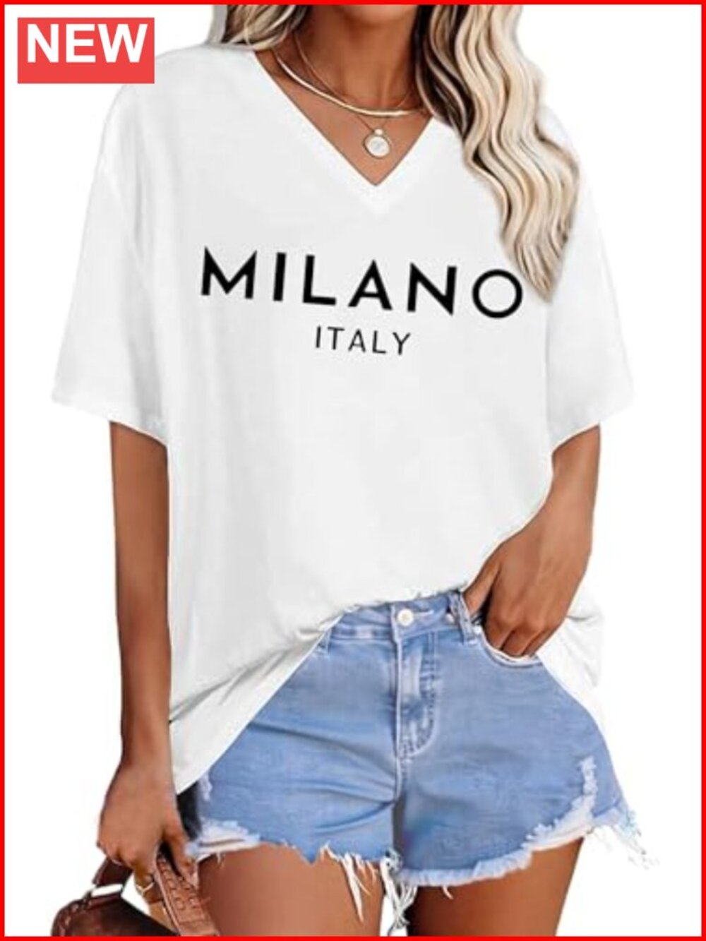 Women's Oversized Vintage Graphic V-Neck T-Shirt Soft Cotton Tee